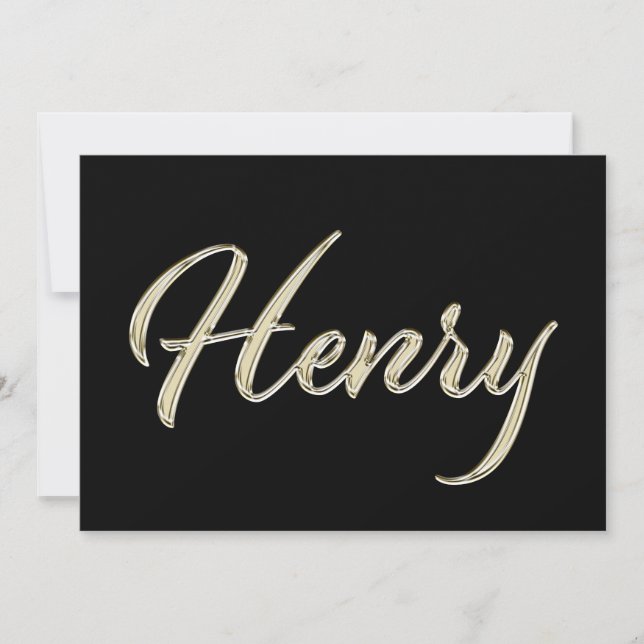 Henry Name white gold Handwriting Card (Front)
