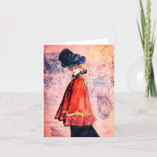 Henry Somm – Elegant In Red Cape Card