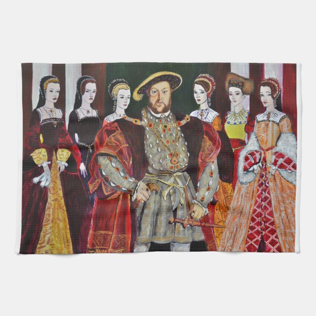 Henry The Eighth and His Six Wives Tea Towel (Horizontal)