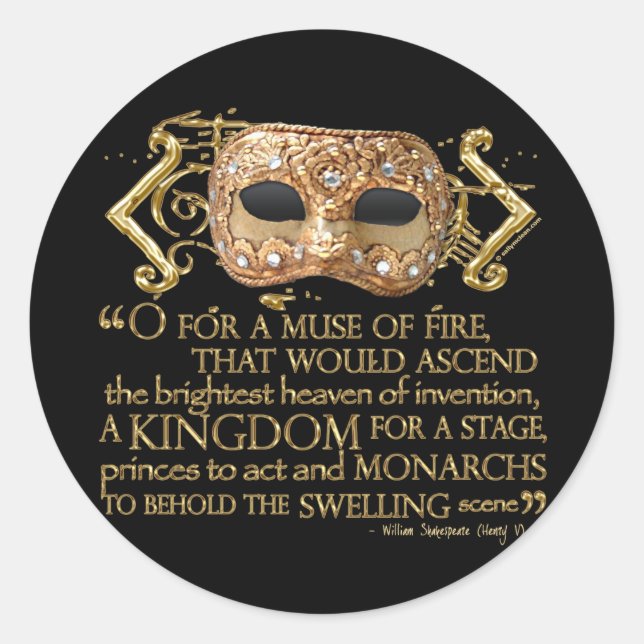 Henry V Quote (Gold Version) Classic Round Sticker (Front)