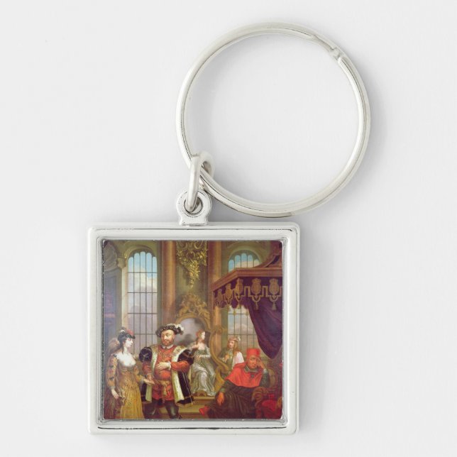 Henry VIII  introducing Anne Boleyn at court Key Ring (Front)