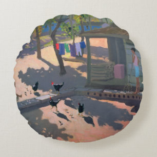 Hens and Chickens Cuba 1997 Round Cushion