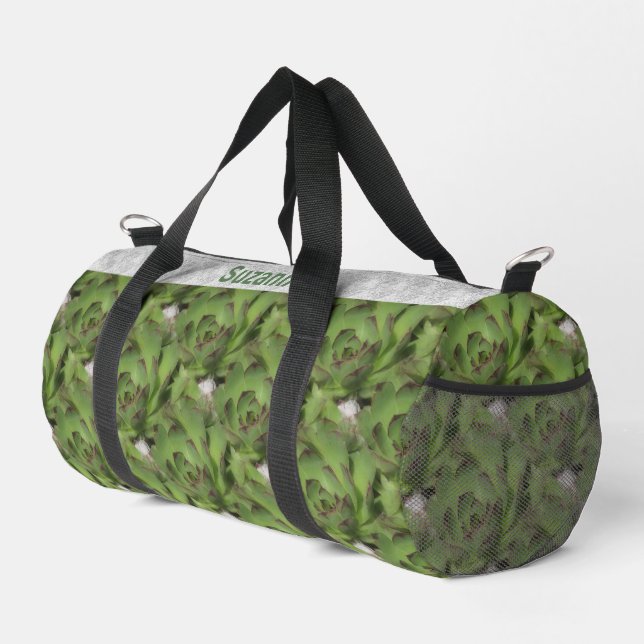 Hens And Chicks Succulents Nature Personalised Duffle Bag (Right Corner)