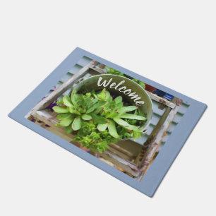 Hens And Chicks Succulents Oil Painting Welcome Doormat