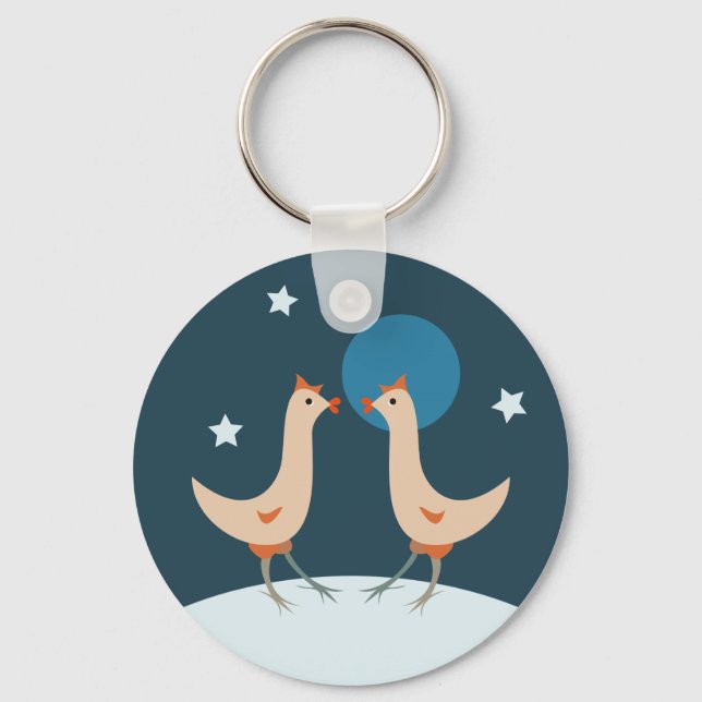 Hens Night Party Funny Chicken Moon Key Ring (Front)