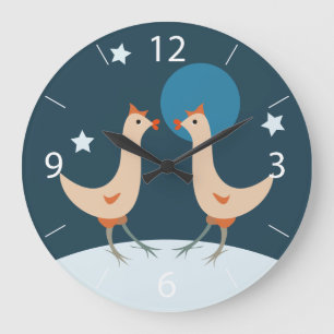 Hens Night Party Funny Chicken Moon Large Clock