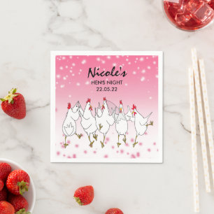 Hen's Night Personalized Pink Sparkle Paper Napkin