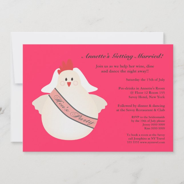 Hen's Party Funny Chicken Illustrated Invite (Front)
