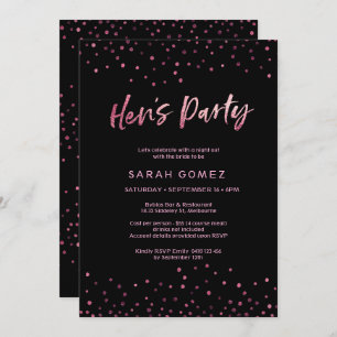 Hen's Party Invitation   Pink glitter foil