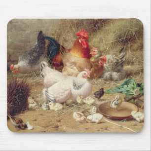 Hens roosting with their chickens mouse pad