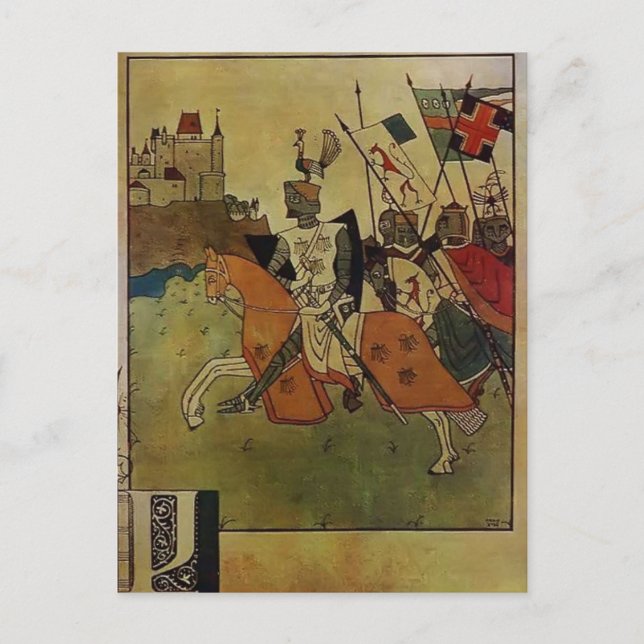 Heorhiy Narbut-Illustration to The Song of Roland Postcard (Front)