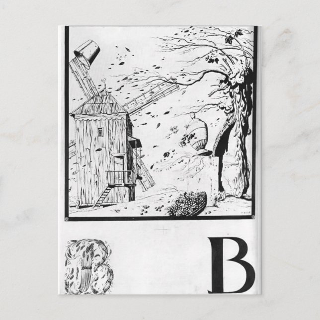 Heorhiy Narbut-Sheet 'V' from 'Ukrainian alphabet' Postcard (Front)