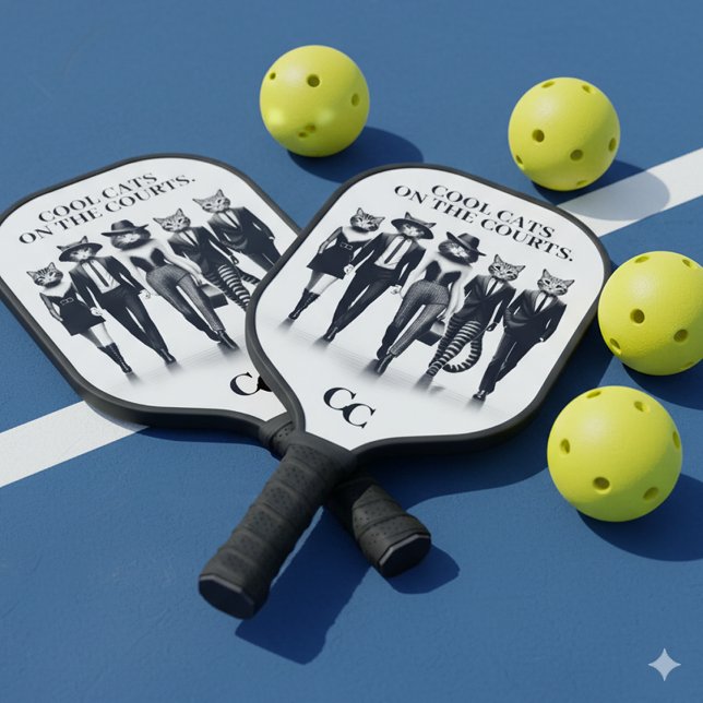 Hep Cat Runway Models Walking the Catwalk Pickleball Paddle (Cool Cats on the Courts Pickleball Paddle Cover Photo)