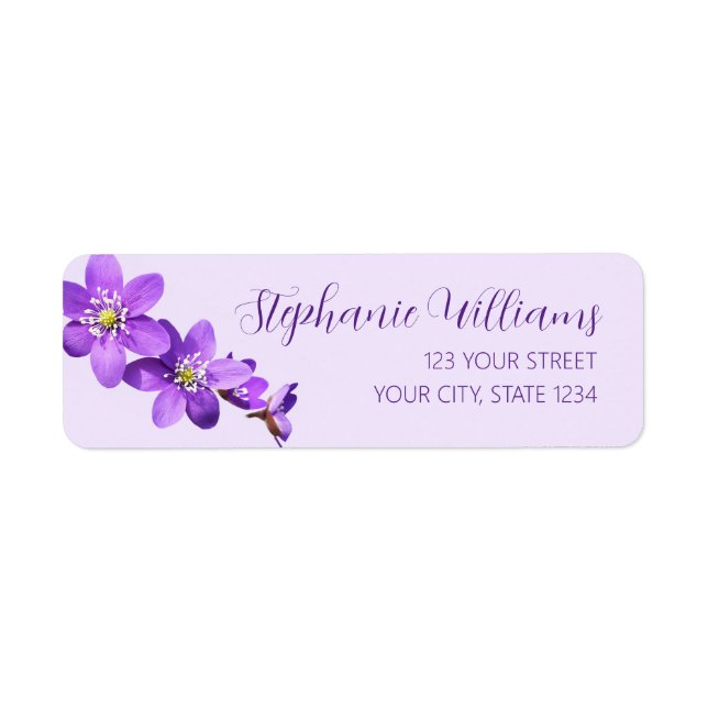 Hepatica Flowers Light Purple Return Address (Front)