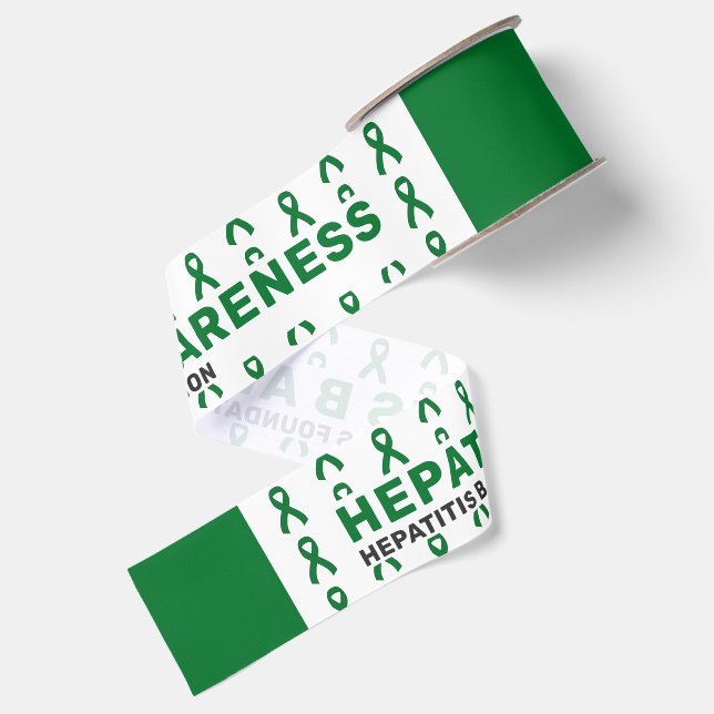 Hepatitis B Awareness Pattern Ribbon Grosgrain Ribbon (Front+Back)