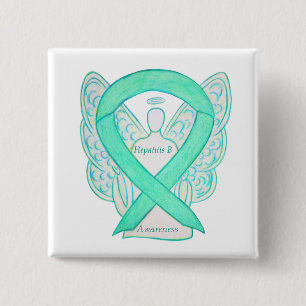 Hepatitis B (HBV) Jade Awareness Ribbon Angel Pins