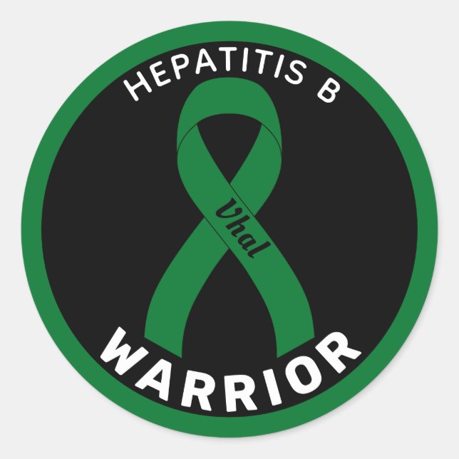 Hepatitis B Warrior Ribbon Black Round Sticker (Front)
