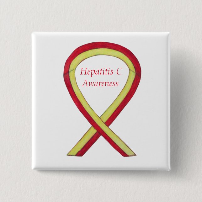 Hepatitis C (HCV) Awareness Custom Ribbon Pins (Front)