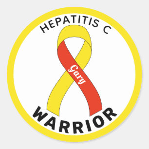 Hepatitis C Warrior Ribbon White Round Sticker