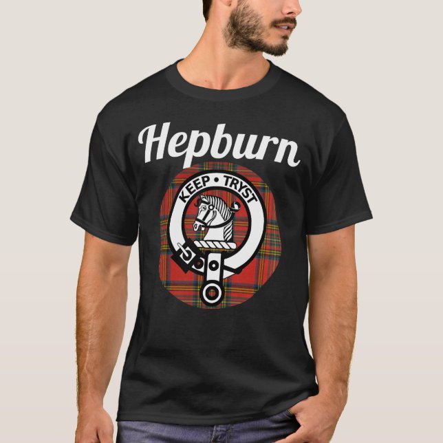 Hepburn Clan Scottish Name Coat Of Arms Tartan T-Shirt (Front)