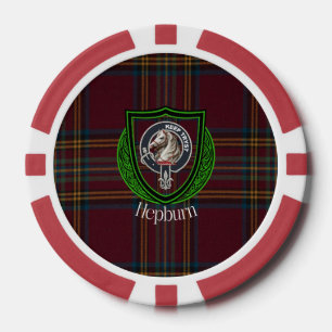 Hepburn Scottish Clan Tartan & Crest Poker Chips