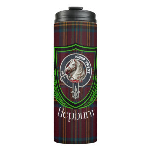 Hepburn Scottish Clan Tartan & Crest Thermal Tumbler