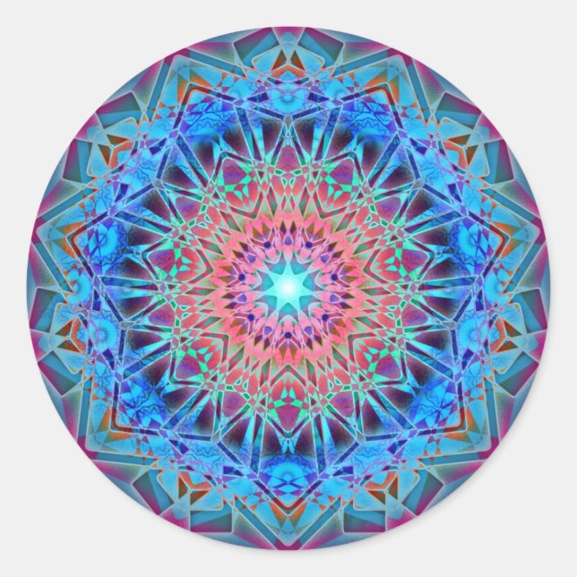 Heptagram Sacred Geometry Mandala Classic Round Sticker (Front)