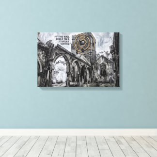 Heptonstall Church Ruins Urban Graffiti Mural Canvas Print