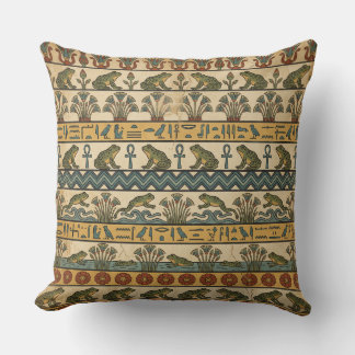 Heqet’s Blessing: Ancient Egyptian Frog Fresco Cushion