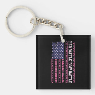 her battle is my battle, design for breast cancer key ring