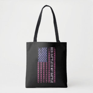 her battle is my battle, design for breast cancer  tote bag