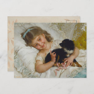 Her Best Friend, Little Girl with a dog, Vintage Postcard