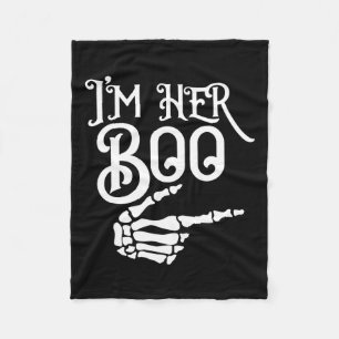 Her Boo Im His Ghoul Spooky Ghost Halloween Couple Fleece Blanket