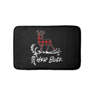 Her Buck Couples Matching Christmas Pajama Bath Mat