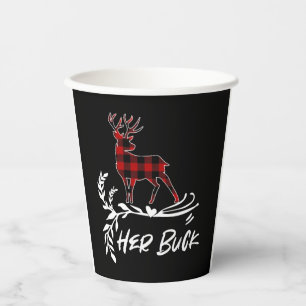 Her Buck Couples Matching Christmas Pajama Paper Cups