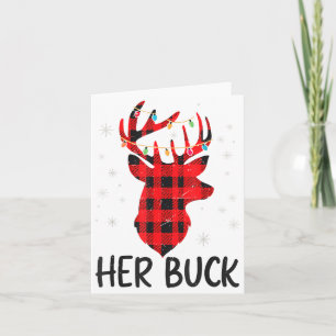 Her Buck Deer Hunting Christmas Husband Gift Coupl Card