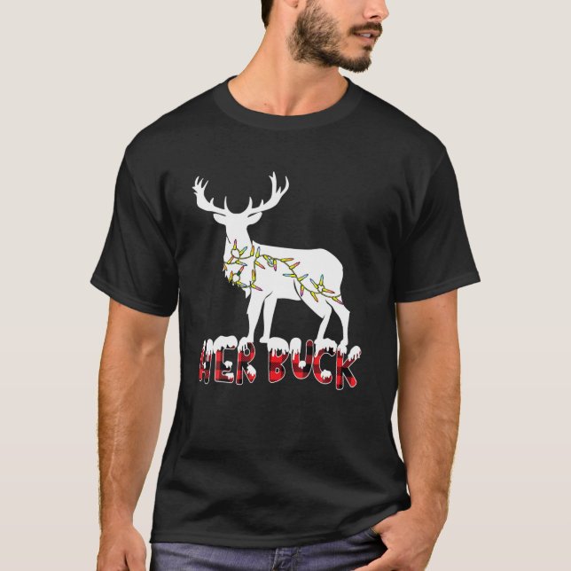 Her Buck His Doe Reindeer Xmas Pyjamas Matching Co T-Shirt (Front)