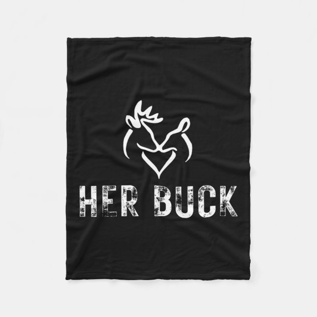 Her Buck Matching Hunting Couples Valentines Day F Fleece Blanket (Front)