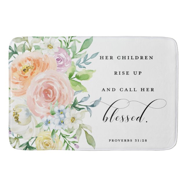 Her Children Rise Up & Call Her Blessed Bath Mat (Front)