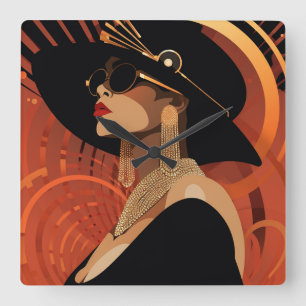 HER CROWN #3 SQUARE WALL CLOCK