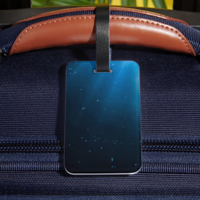 Her Emerald Curls - Mermaid Hovering Underwater Luggage Tag (Back Insitu 4)