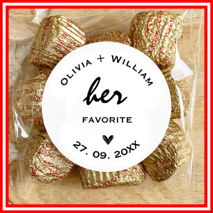 Her Favorite His Favorite Wedding Favors Heart Classic Round Sticker