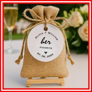 Her Favorite His Favorite Wedding Favors Heart Favour Tags