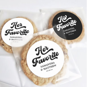 Her Favourite Black and White Disco Wedding Classic Round Sticker