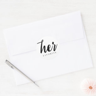 Her Favourite Bride Treat Chic Black White Elegant Classic Round Sticker