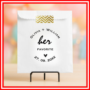 Her Favourite His Favourite Wedding Favours Heart Favour Bags