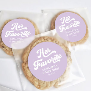 Her Favourite Light Purple Wedding Favour Classic Round Sticker