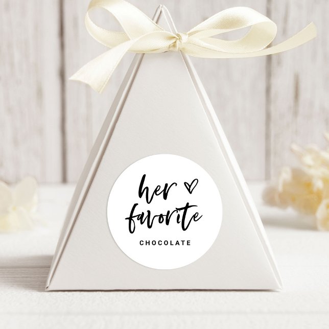 Her Favourite | Modern Casual Script and Heart Classic Round Sticker (Creator Uploaded)
