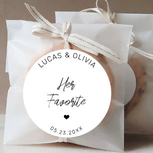 Her Favourite Trendy Wedding Candy Favour Custom Classic Round Sticker