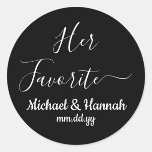 Her Favourite Wedding Favour Candy To go Treat  Classic Round Sticker
